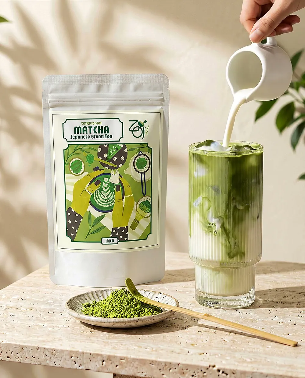 Mrożona matcha latte przygotowywana z ceremonialnej matchy ZOI