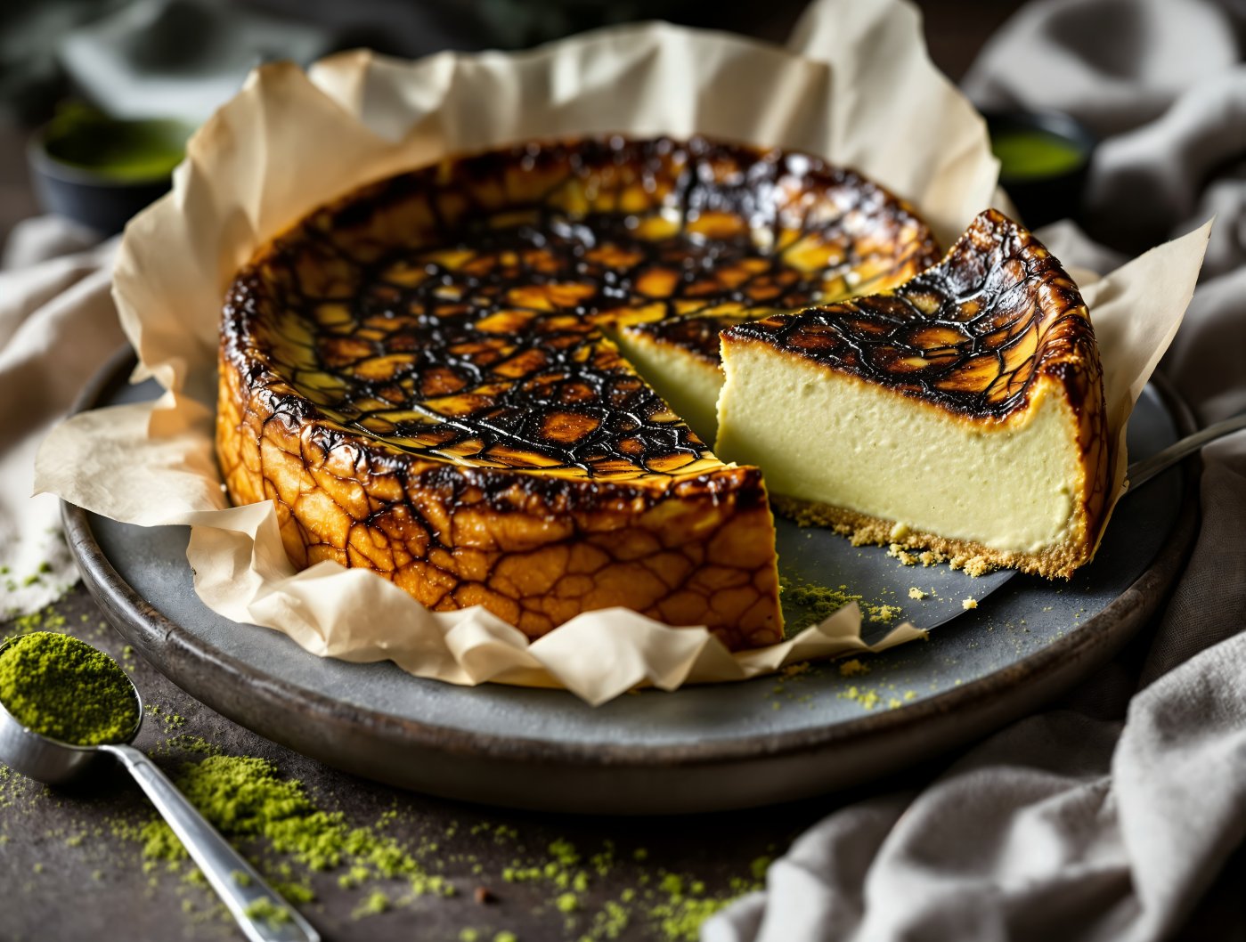 Cheesecake basque au matcha