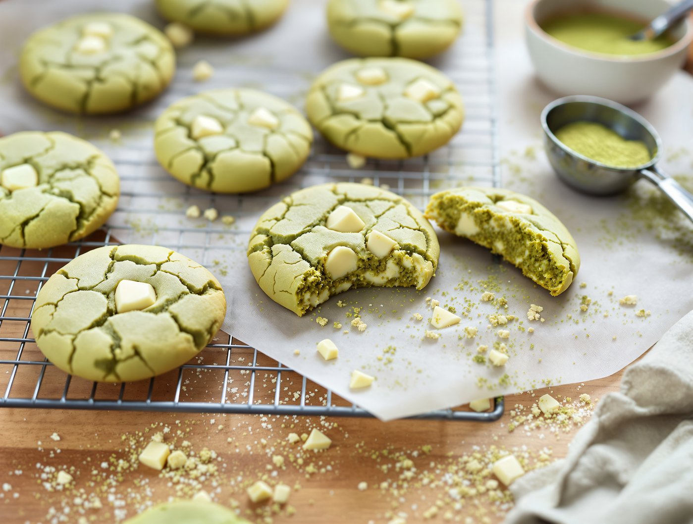 Cookies au matcha et au chocolat blanc